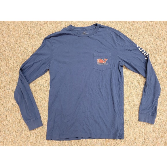 Vineyard Vines Other - Vineyard Vines Shirt Mens Small Blue Football Whale Logo Pocket Tee Long Sleeve